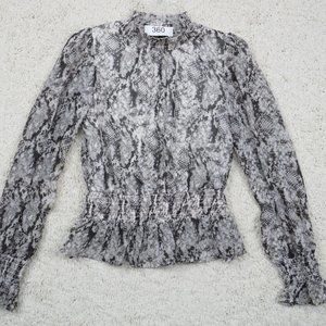 Japna* Women's Long Sleeve Pull Over Turtle Neck‎ Ruffled Blouse Medium
